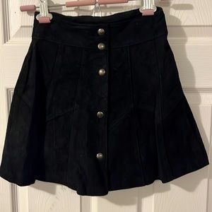 Vintage 90s mini high waisted flair snap skirt gold group Canada black size s